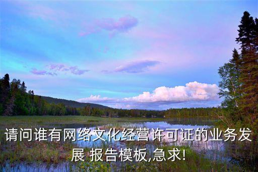 请问谁有网络文化经营许可证的业务发展 报告模板,急求!