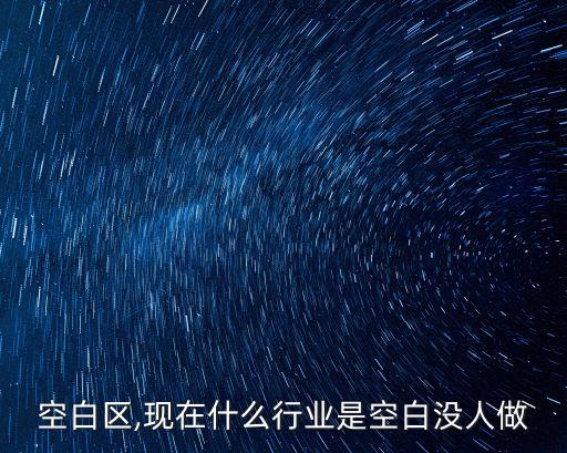 行业空白区,现在什么行业是空白没人做