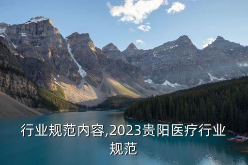 医疗行业规范内容,2023贵阳医疗行业规范
