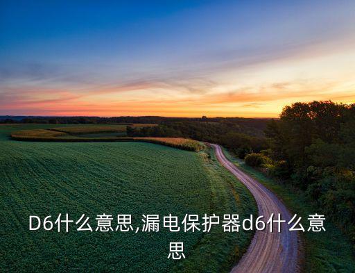 行业D6什么意思,漏电保护器d6什么意思