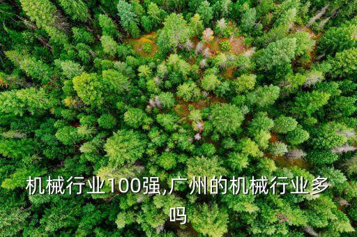 广州机械行业100强,广州的机械行业多吗