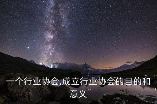 成立一个行业协会,成立行业协会的目的和意义