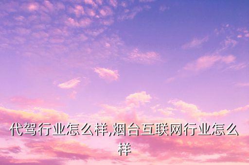 烟台代驾行业怎么样,烟台互联网行业怎么样