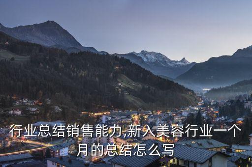 美容行业总结销售能力,新入美容行业一个月的总结怎么写