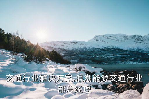 浪潮交通行业解决方案,浪潮能源交通行业部总经理