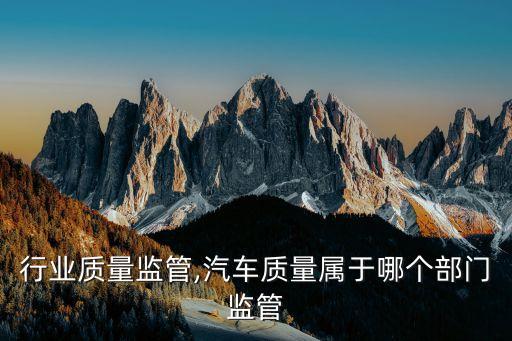 汽车行业质量监管,汽车质量属于哪个部门监管
