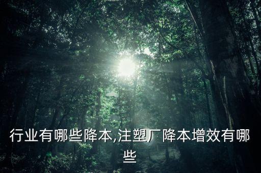 注塑行业有哪些降本,注塑厂降本增效有哪些