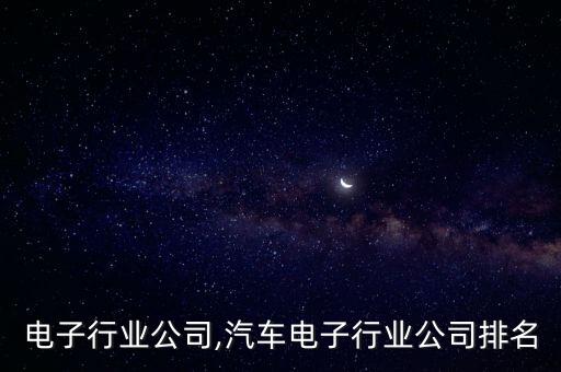 杭州电子行业公司,汽车电子行业公司排名
