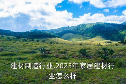 家居建材制造行业,2023年家居建材行业怎么样