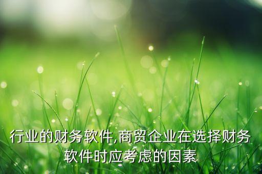 商贸行业的财务软件,商贸企业在选择财务软件时应考虑的因素