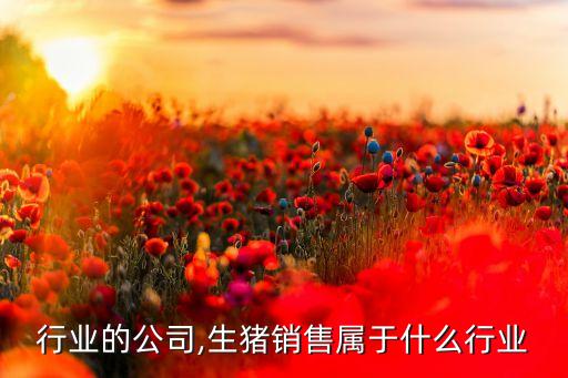 生猪行业的公司,生猪销售属于什么行业