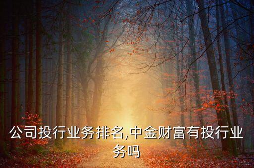 中金公司投行业务排名,中金财富有投行业务吗