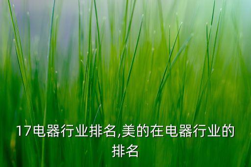 17电器行业排名,美的在电器行业的排名