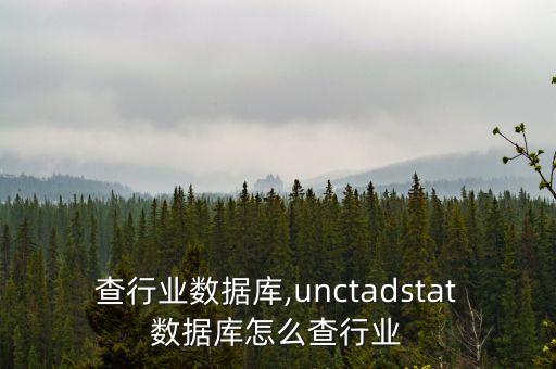怎样查行业数据库,unctadstat数据库怎么查行业