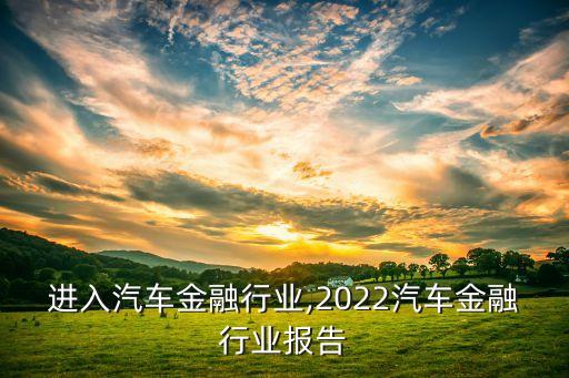 进入汽车金融行业,2022汽车金融行业报告