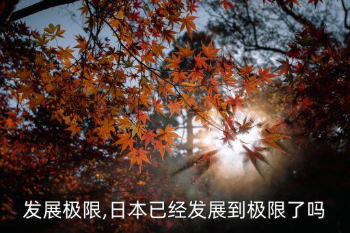 行业发展极限,日本已经发展到极限了吗