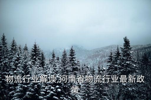 物流行业解读,河南省物流行业最新政策