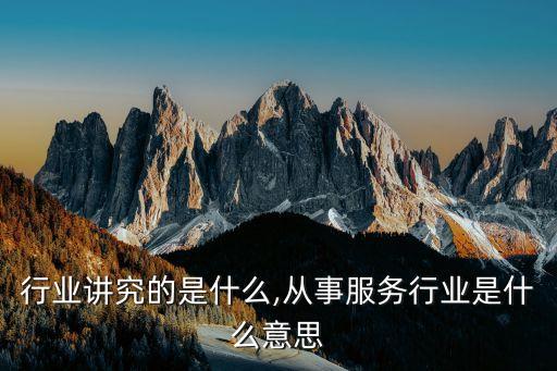 服务行业讲究的是什么,从事服务行业是什么意思