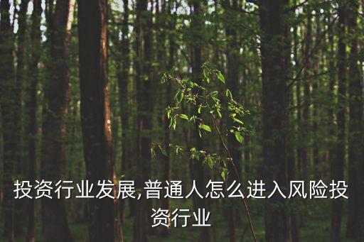 风险投资行业发展,普通人怎么进入风险投资行业