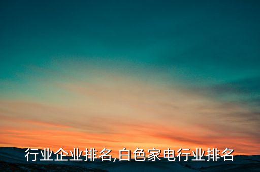 家电行业企业排名,白色家电行业排名