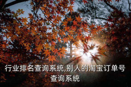 淘宝行业排名查询系统,别人的淘宝订单号查询系统