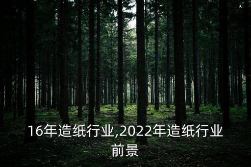 16年造纸行业,2022年造纸行业前景