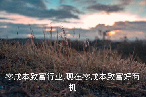 前年零成本致富行业,现在零成本致富好商机