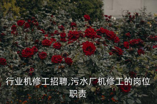 污水行业机修工招聘,污水厂机修工的岗位职责