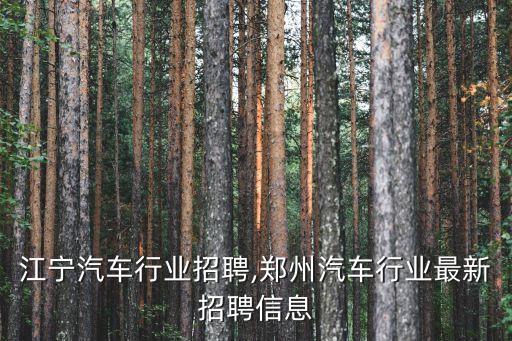 南京江宁汽车行业招聘,郑州汽车行业最新招聘信息