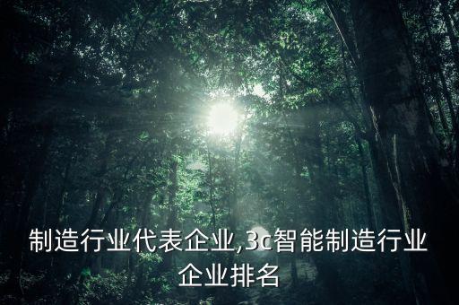 制造行业代表企业,3c智能制造行业企业排名