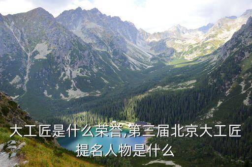行业大工匠是什么荣誉,第三届北京大工匠提名人物是什么