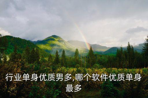 哪个行业单身优质男多,哪个软件优质单身最多