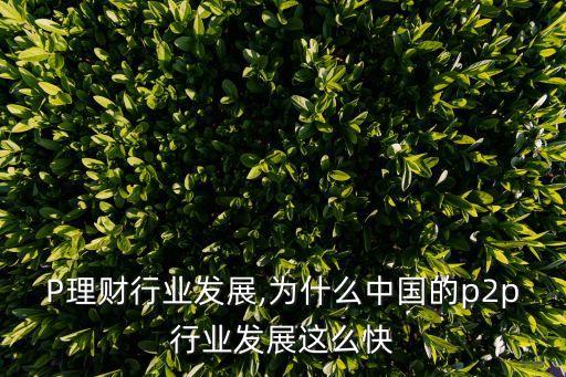 P2P理财行业发展,为什么中国的p2p行业发展这么快