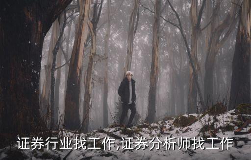 证券行业找工作,证券分析师找工作
