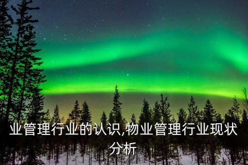 对物业管理行业的认识,物业管理行业现状分析
