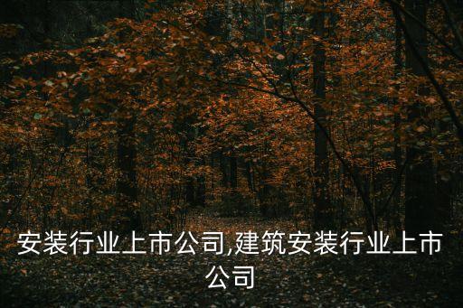 安装行业上市公司,建筑安装行业上市公司