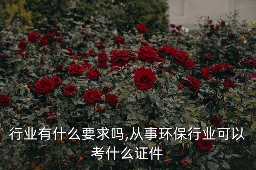 环保行业有什么要求吗,从事环保行业可以考什么证件