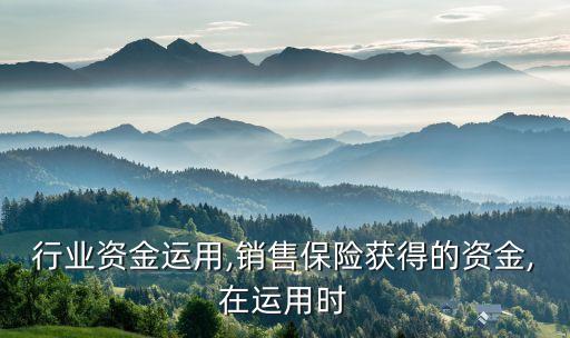 保险行业资金运用,销售保险获得的资金,在运用时