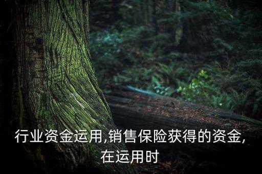 行业资金运用,销售保险获得的资金,在运用时