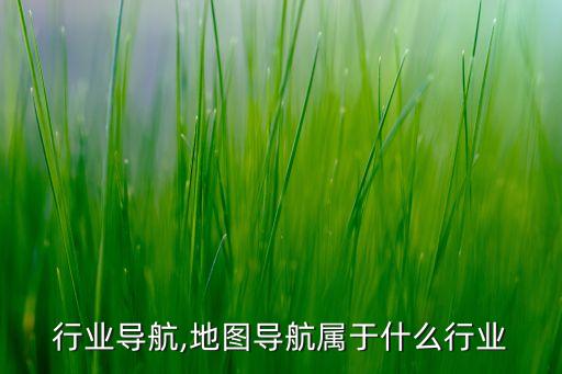 行业导航,地图导航属于什么行业