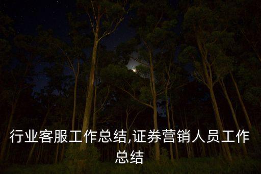证券行业客服工作总结,证券营销人员工作总结
