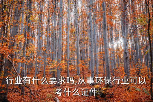 行业有什么要求吗,从事环保行业可以考什么证件