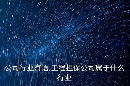 担保公司行业寄语,工程担保公司属于什么行业