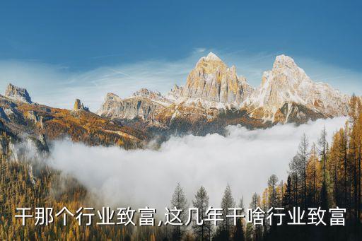 夏天干那个行业致富,这几年干啥行业致富