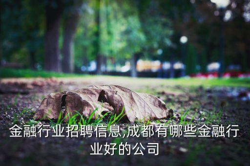 成都金融行业招聘信息,成都有哪些金融行业好的公司
