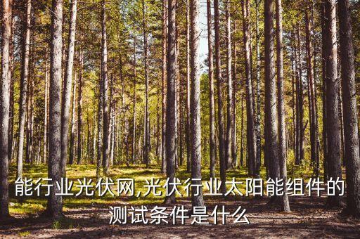 太阳能行业光伏网,光伏行业太阳能组件的测试条件是什么