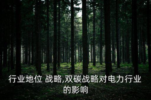 电力行业地位 战略,双碳战略对电力行业的影响