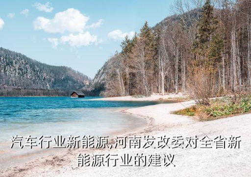 河南汽车行业新能源,河南发改委对全省新能源行业的建议