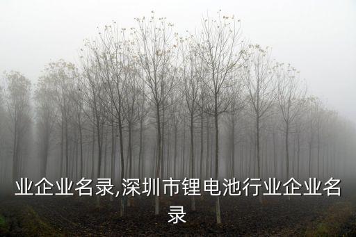 铝行业企业名录,深圳市锂电池行业企业名录