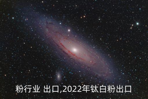 粉行业 出口,2022年钛白粉出口